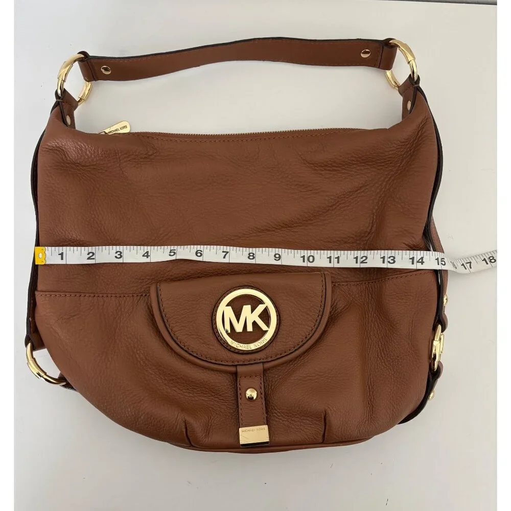 Michael Kors Pebbled Leather Bag Fulton Hobo Slouchy Boho Luxe Quiet Luxury - Picture 4 of 16